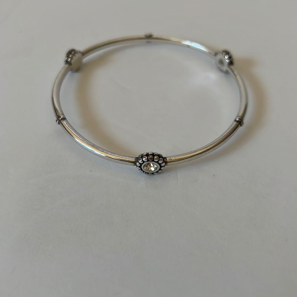 Brighton “Twinkle” Round Bangle Silver with 3 Round Clear Crystals